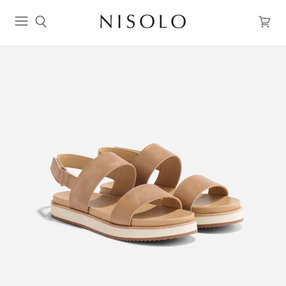 Nisolo Flatform 2.0 Leather Sandal- Almond, 7.5